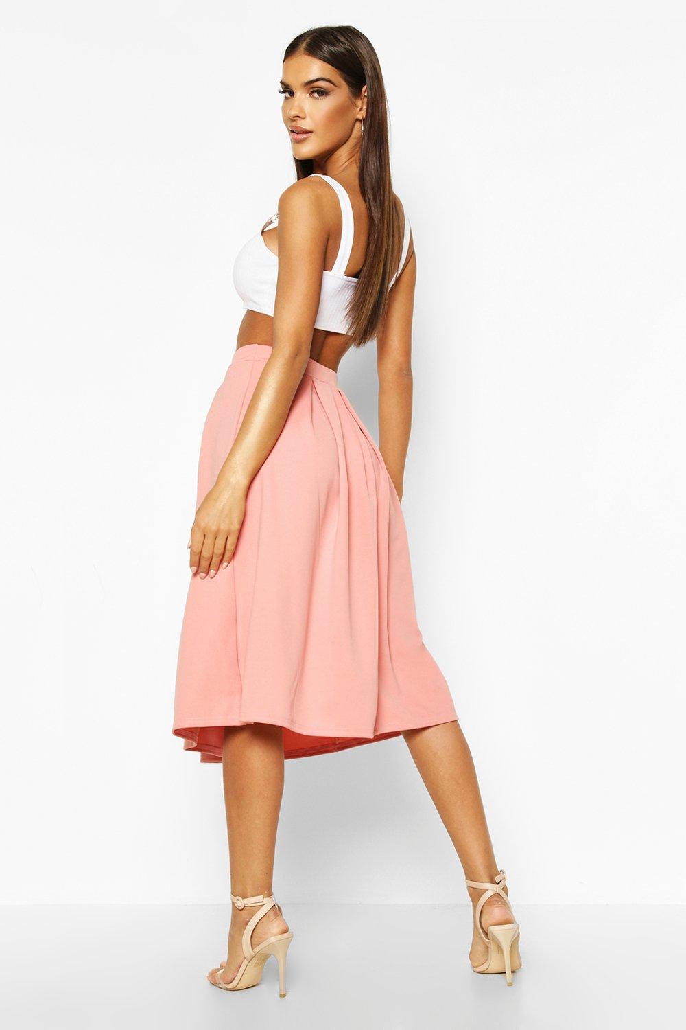 Basic Box Pleat Midi Skirt boohoo